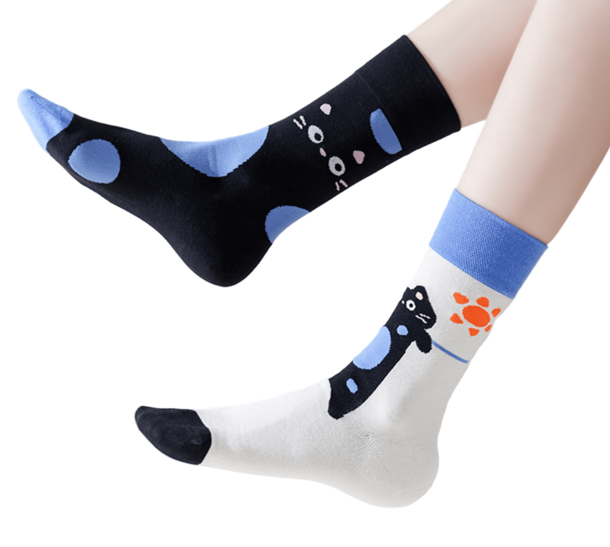 Black Cat Mismatched Socks – Unisex Trendy Design