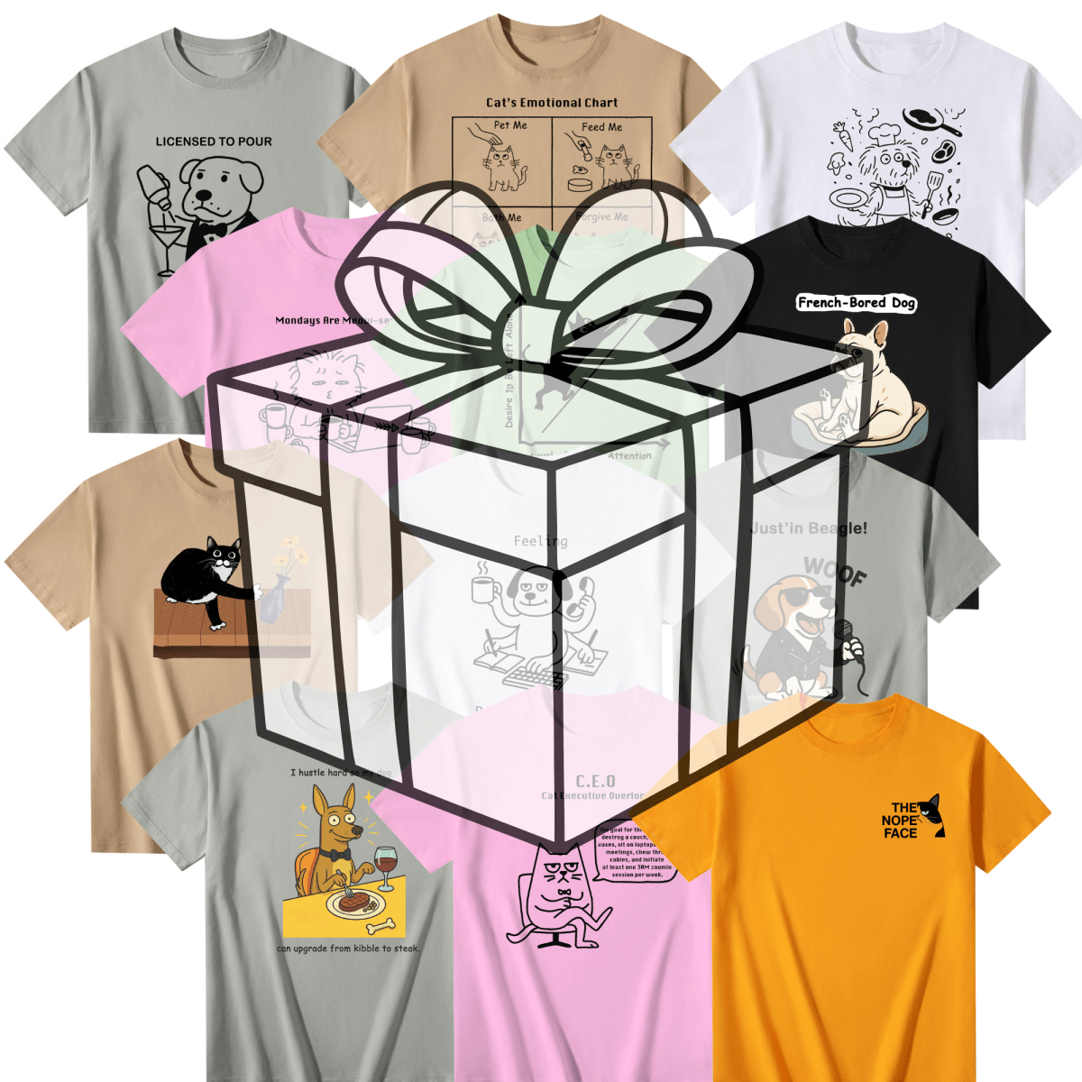 Holiday Mystery Gift Box 🎁 - 3 Random Pet-themed Tees