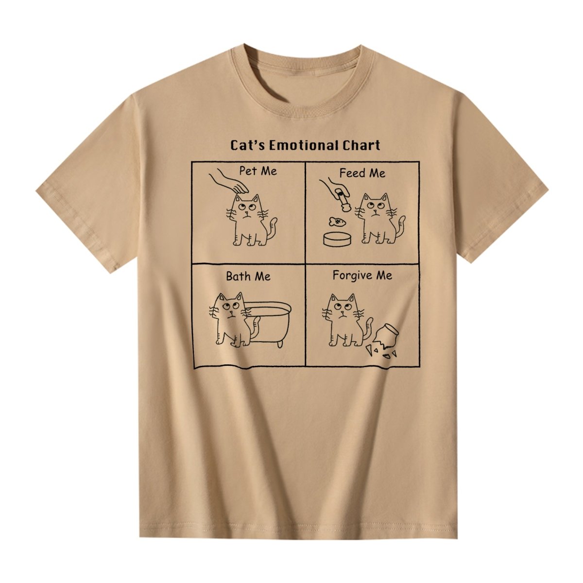 Cat Emotional Chart Graphic T-Shirt - Unisex Funny Meme Tee