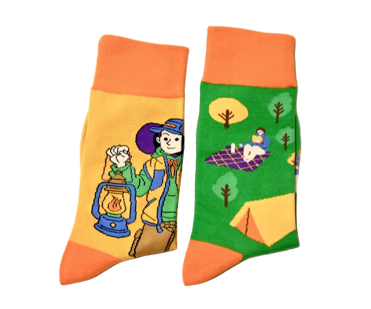 Camping Adventure Mismatched Socks – Colorful Outdoor Hiking Fun