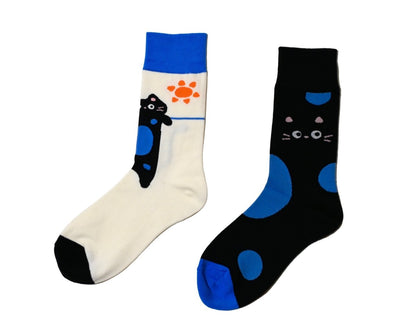 Black Cat Mismatched Socks – Unisex Trendy Design