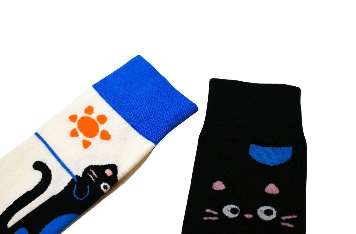 Black Cat Mismatched Socks – Unisex Trendy Design